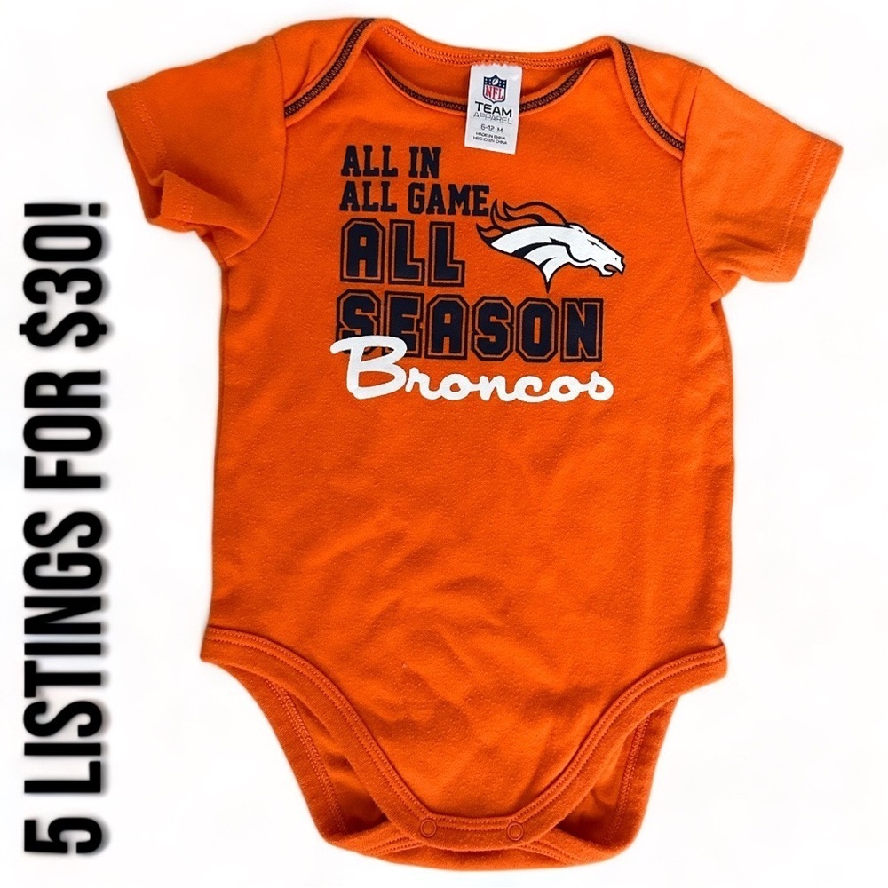 6-12 Month NFL Broncos football Baby Bodysuit boy or girl
Onesie